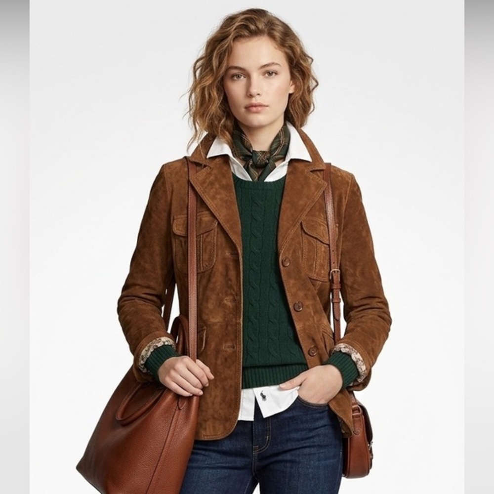 Danier Brown Genuine Leather Blazer Jacket Lined Size Small